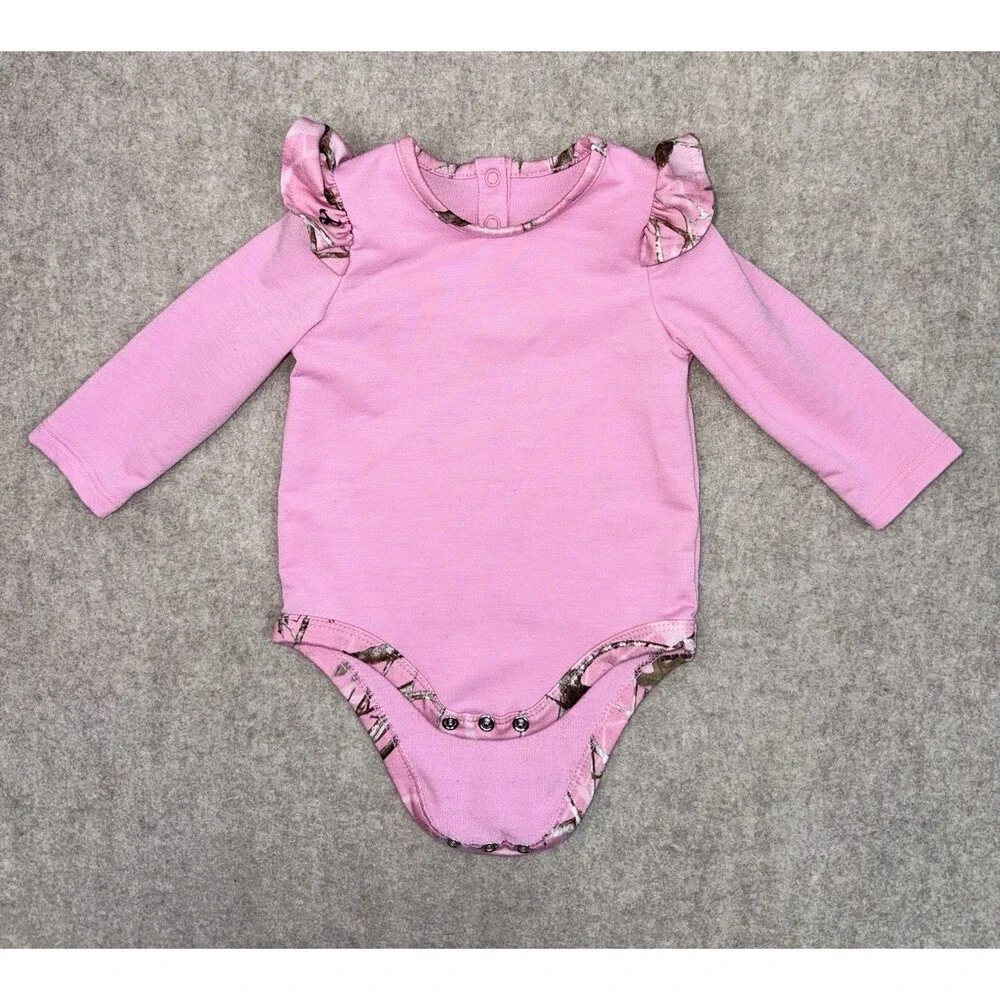 Baby Girl 3-6 Month Pink Camo Long Sleeve One Piece